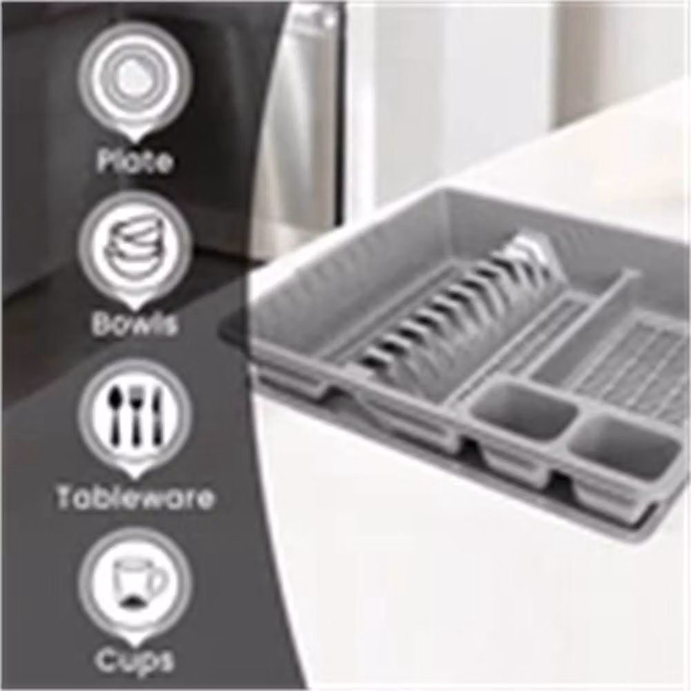 Nordara Grey Kitchen Sink Dish Drainer with Drip Tray – 5