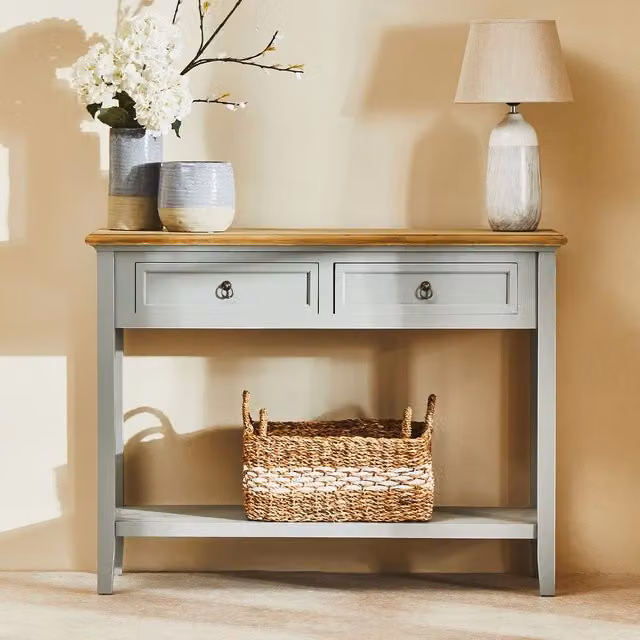 Orsina Rustic Antique Grey Console Table – 1