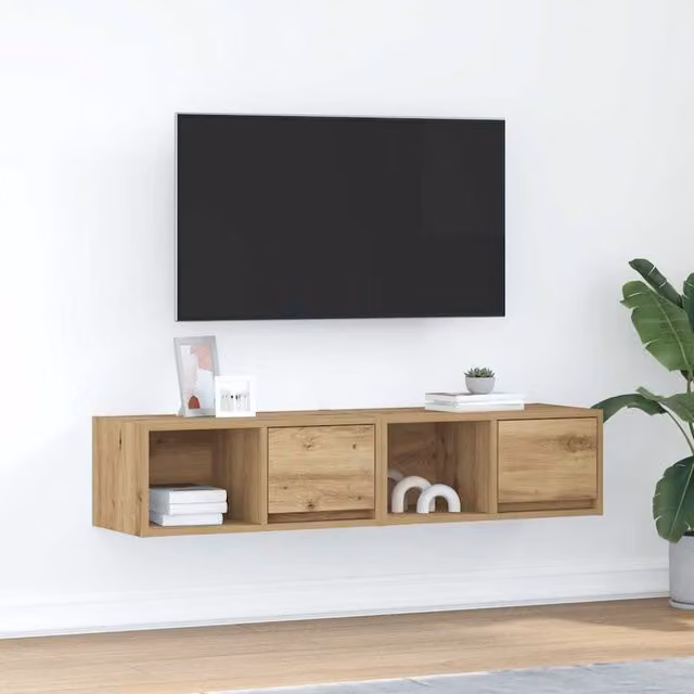 Berkfield Home Artisan Oak TV Cabinets, 2 Piece Set, Brown, W: 60 cm, D: 31 cm, H: 25.5 cm – 1