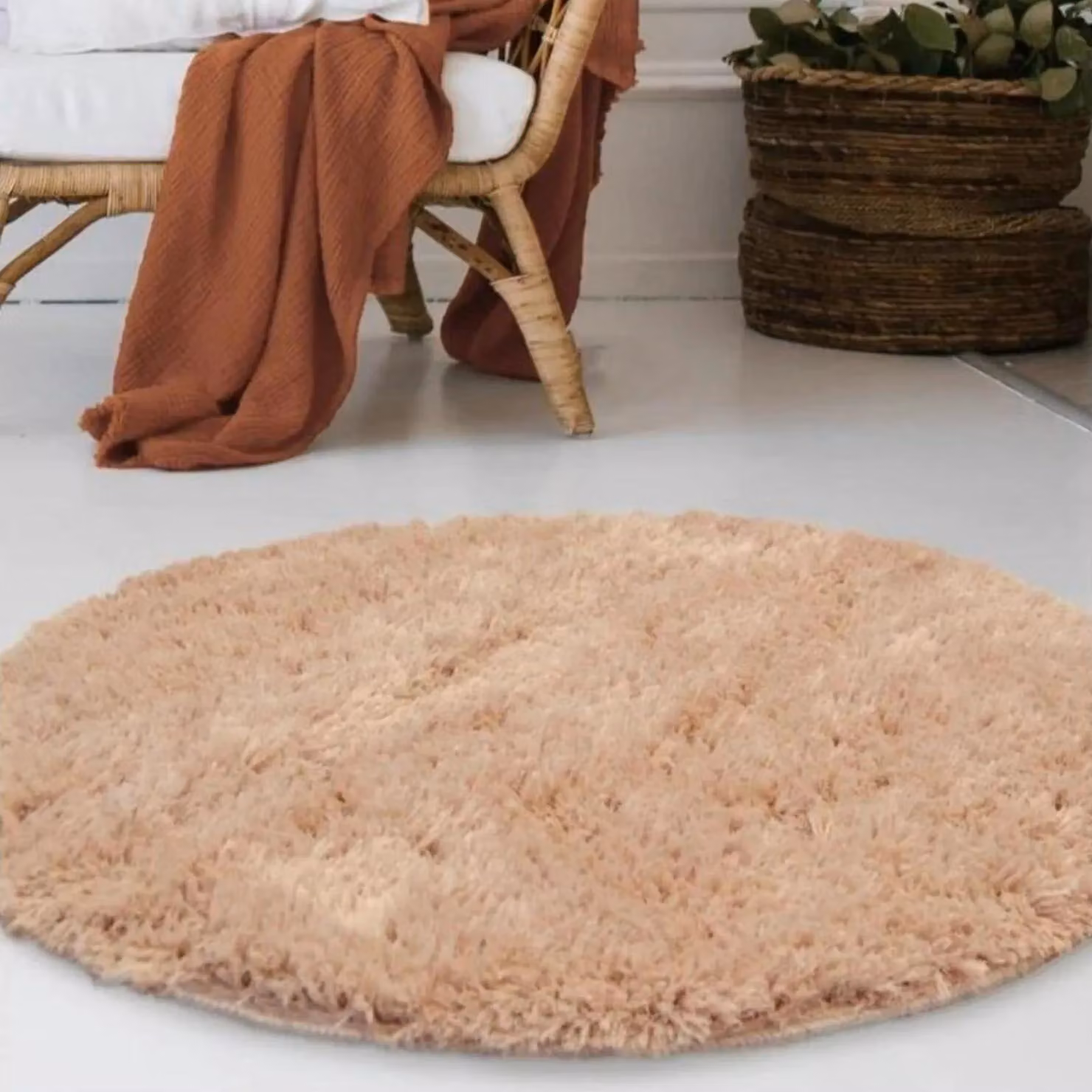 THE RUGS Soft Washable Collection Plain Design Shaggy Rug in Beige, W/D/H: 67 x 180 cm – 2