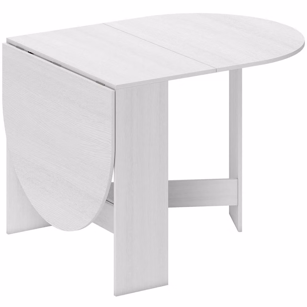 Wyld Haus Ziri Oval Drop Leaf Dining Table in White Ash Wood Effect, Seats up to 6 Adults – 2