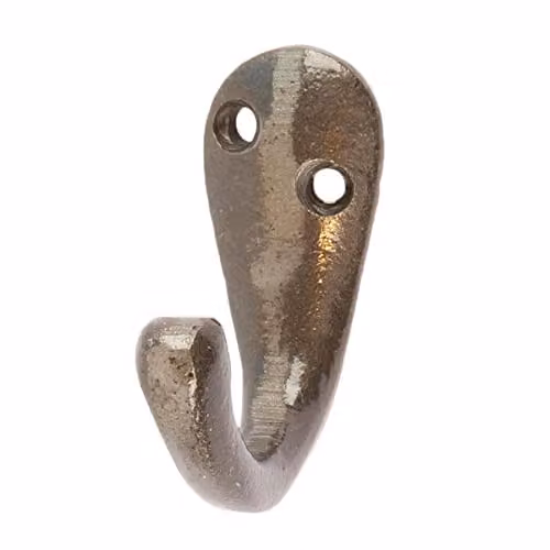 Hammer and Tongs Single Iron Robe Hook in Raw Grey, Pack of 10, W: 20 mm, H: 45 mm – 3