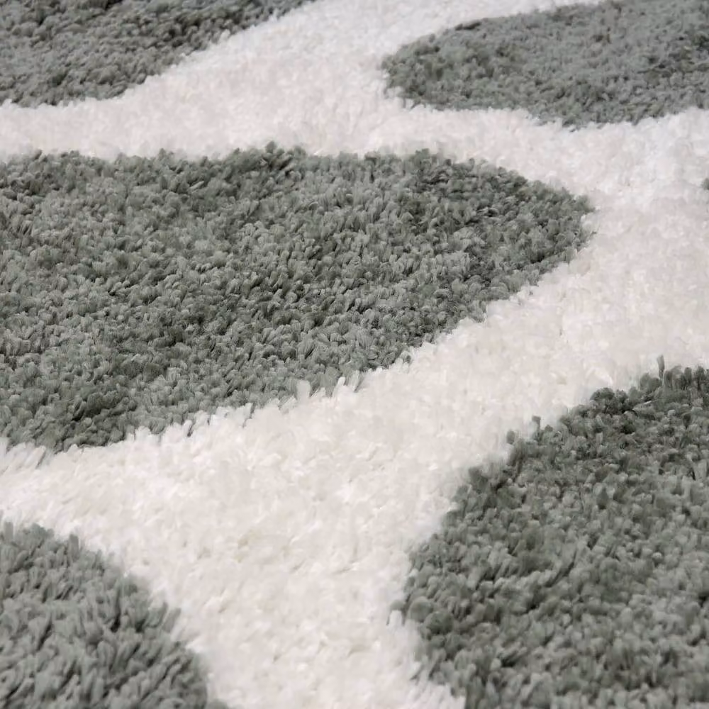 THE RUGS Moodi Pebble Design Shaggy Soft High Pile Living Room Rug in Green, W: 80 cm, L: 150 cm – 3
