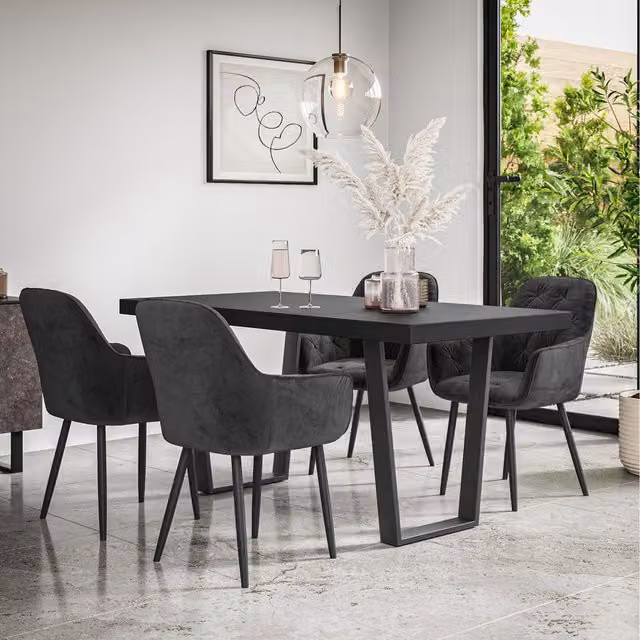 More4Homes Aria Dining Set with 4 Chairs, Black and Oak Finish