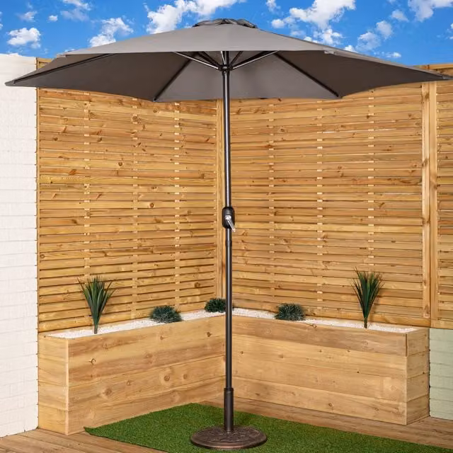Samuel Alexander Grey Havana Garden Parasol with Crank Handle, W/D/H: 270 x 270 x 235 cm