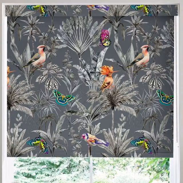 Paradise Made to Measure Blackout Roller Blind in Slate Grey and Multicolour