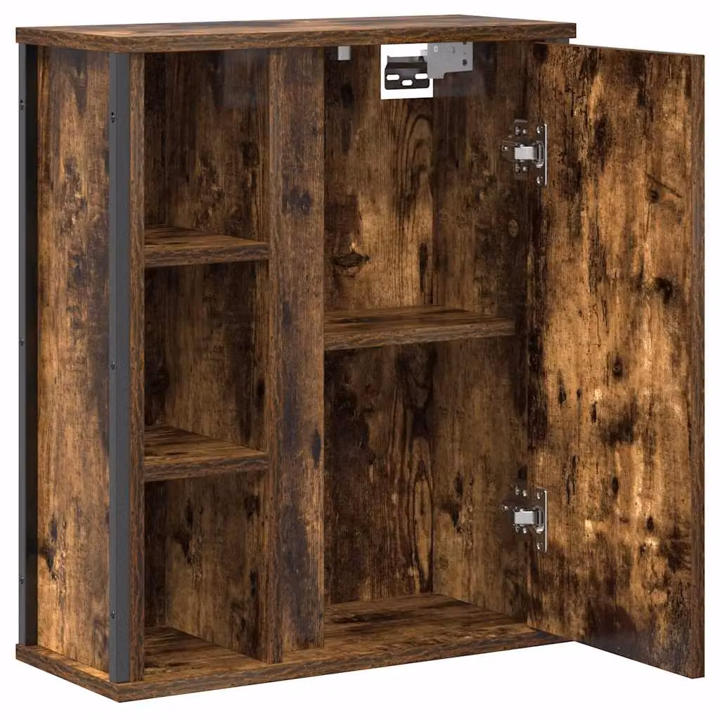 Berkfield Home Smoked Oak Bathroom Wall Cabinet with Mirror in Brown, W: 50 cm, D: 21 cm, H: 60 cm – 4