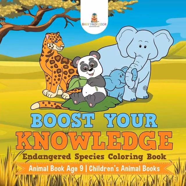 Baby Professor Endangered Species Colouring Book for Children, Multicolour