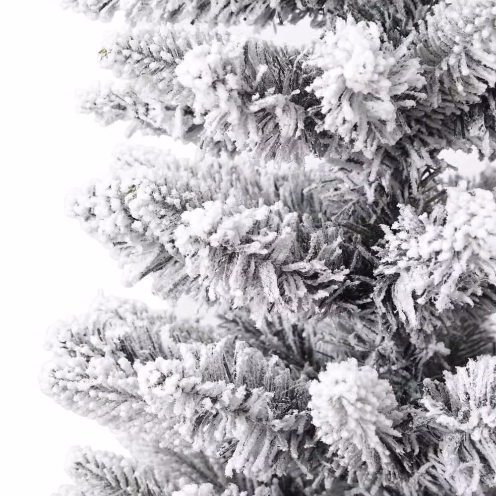 Berkfield Home Artificial Slim Flocked Snow Christmas Tree in White, Height: 180 cm – 4