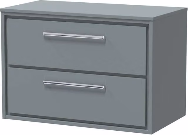 Balterley Coastal Grey Wall Hung 2-Drawer Vanity with Worktop, Width: 80 cm