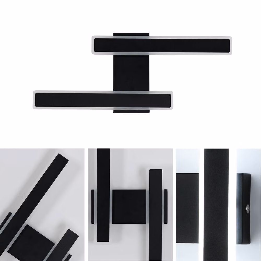 Pheashine Modern 2-Light LED Wall Lamp, 32W, 3000K Warm White, Black, H 46 cm x W 18 cm x D 46 cm – 3