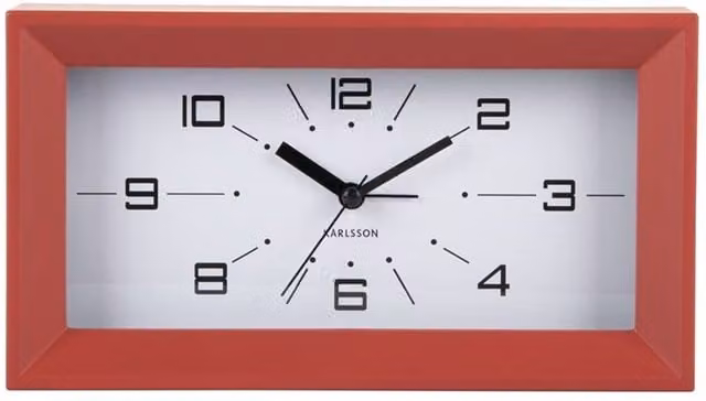 Present Time Karlsson Lujo Rectangular Analog Tabletop Alarm Clock in Red Ochre – 1