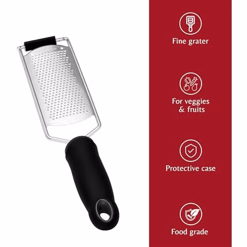 Innoteck Stainless Steel Rectangular Zester in Silver with Protective Case and Ergonomic Handle – 2