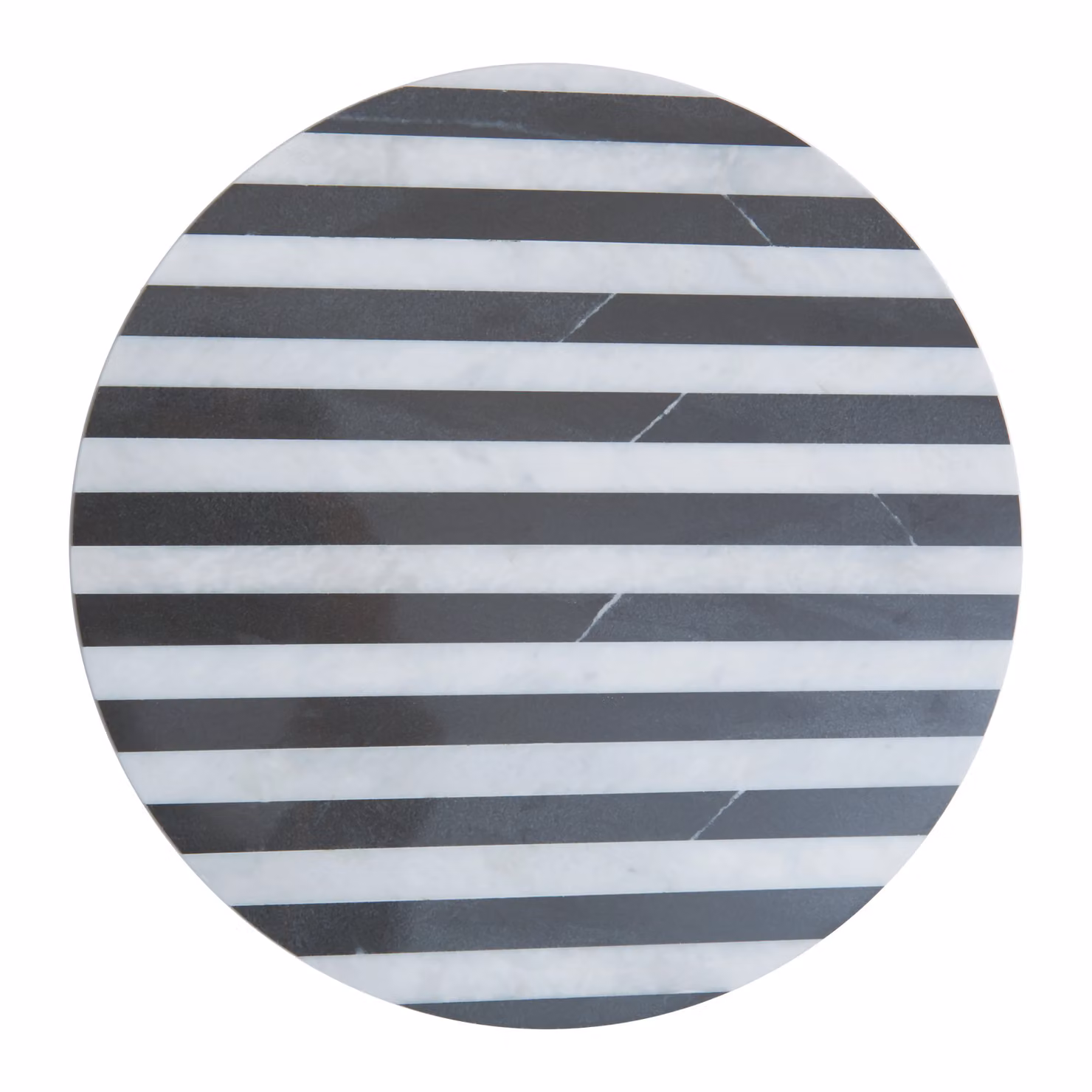 Orsina Soma Round Striped Marble Serving Board in Black, White and Multicolour – 3