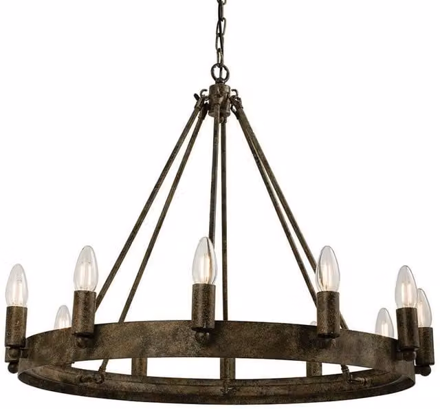 Loops 12 Light Bronze Metal Candle Ring Ceiling Pendant Lamp with Adjustable Height – 1