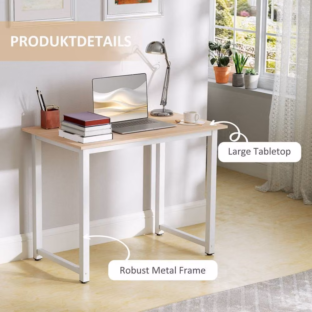 EONLION White Computer Desk for Home Office, W/D/H: 100 x 60 x 76 cm – 3
