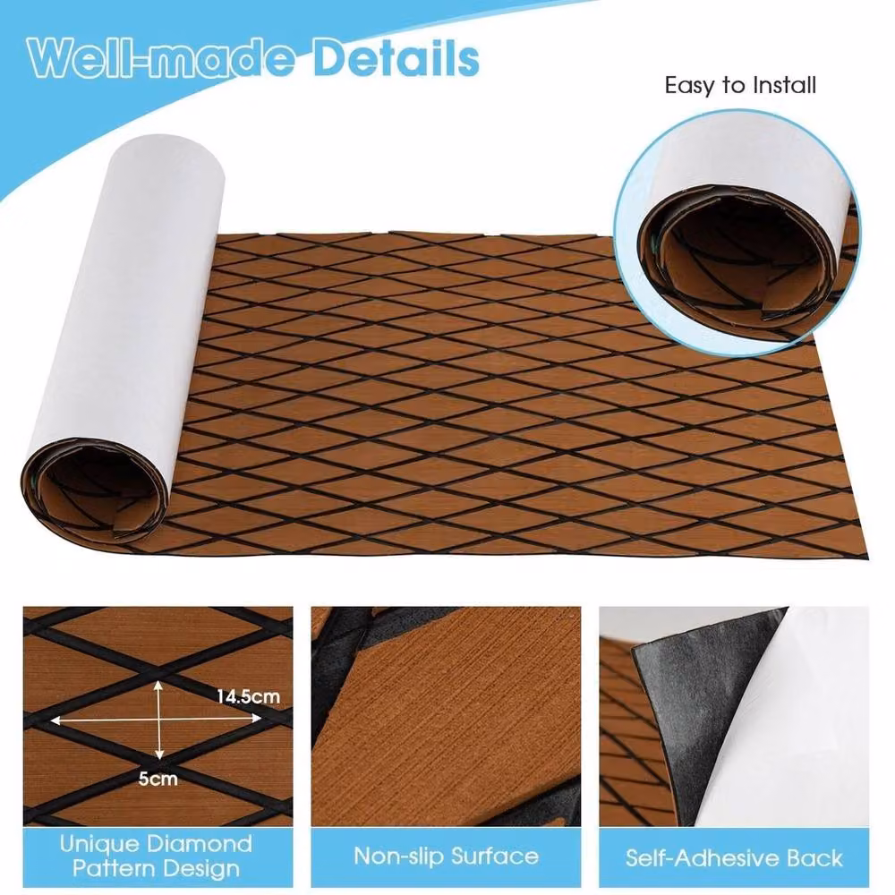 Kelvenix Brown Geometric EVA Foam Anti-Slip Boat Decking Sheet, W: 52 cm, L: 1000 cm – 5