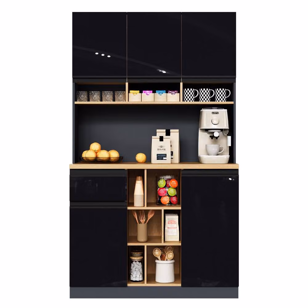 Merax Modern High Gloss Kitchen Storage Cabinet in Black – 7