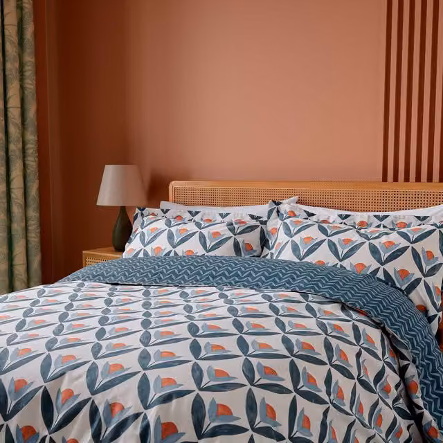 Scion Tulip Trellis Cotton Floral Duvet Cover and Pillowcase Set, Multicolour, W: 90 cm, H: 200 cm – 1