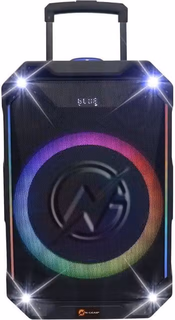 N-GEAR The Flash 1240 12 Inch Karaoke Speaker with Disco Light and Microphone, Black