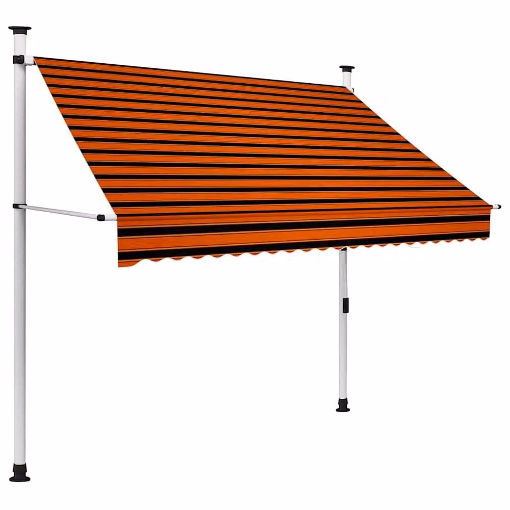 Berkfield Home Manual Retractable Striped Awning in Orange and Brown, W/D/H: 200 x 120 x 250 cm – 1