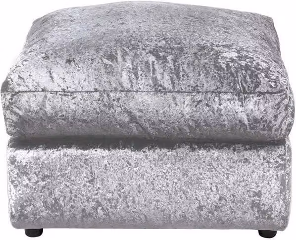 LUXURY LIFE Dylan Crushed Velvet Fabric Footstool in Silver – 1