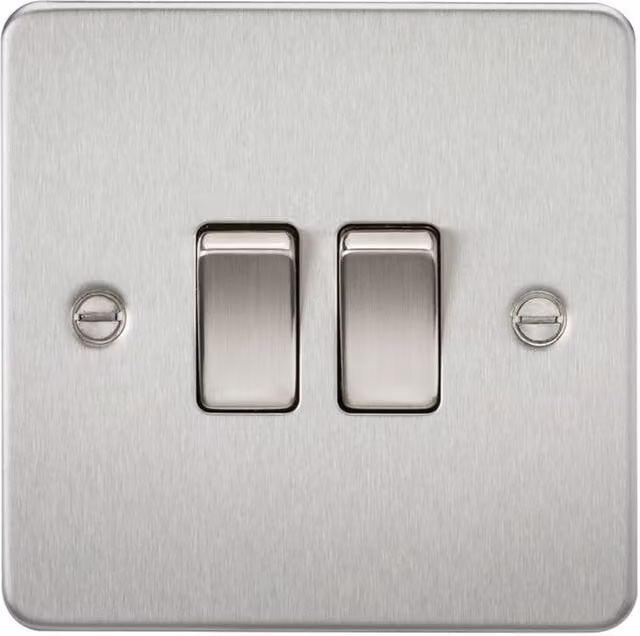Knightsbridge FP3000BC Flat Plate 10AX 2G 2-Way Flush Switch in Brushed Chrome