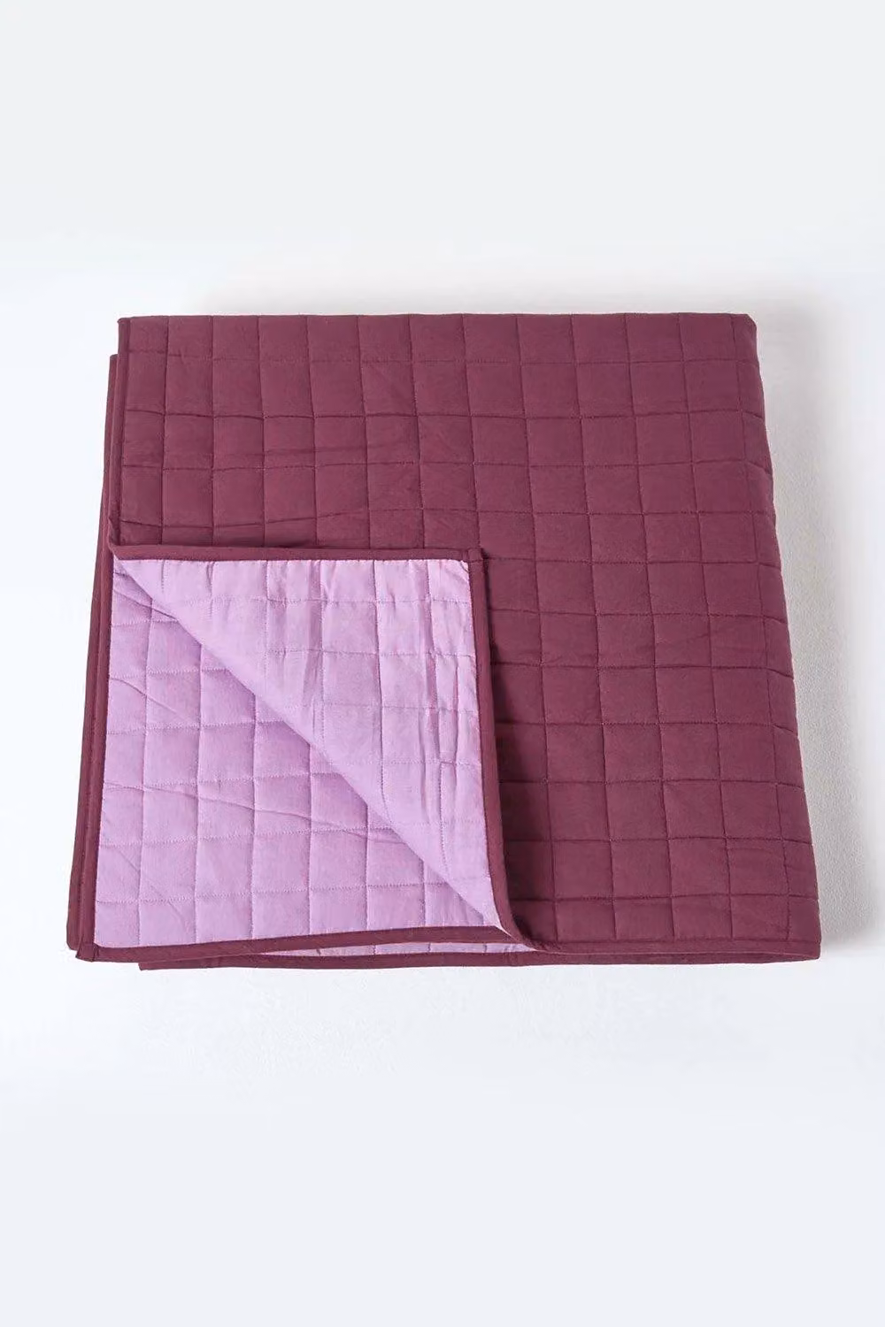 Homescapes Reversible Quilted Cotton Bedspread in Purple, W/D/H: 150 x 200 cm – 2