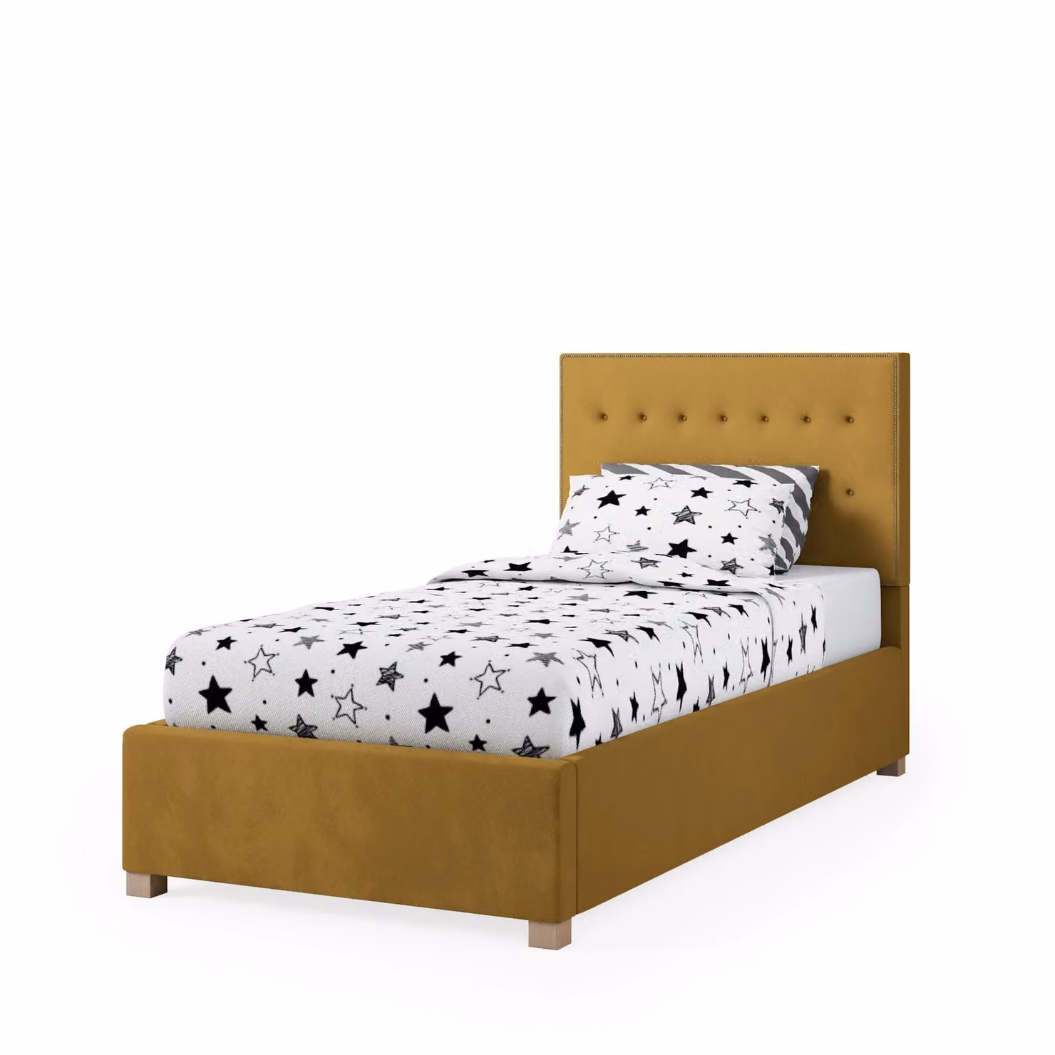 Rest Relax Amelia Single Fabric Ottoman Bed in Yellow – 2