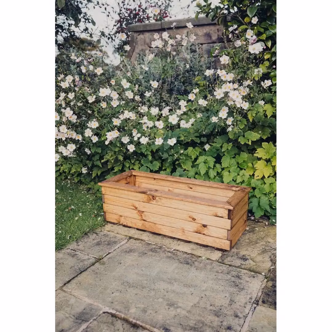 Churnet Valley Garden Furniture Ltd Valley Trough Large Timber Garden Planter, Brown, Pack of 2 – 2