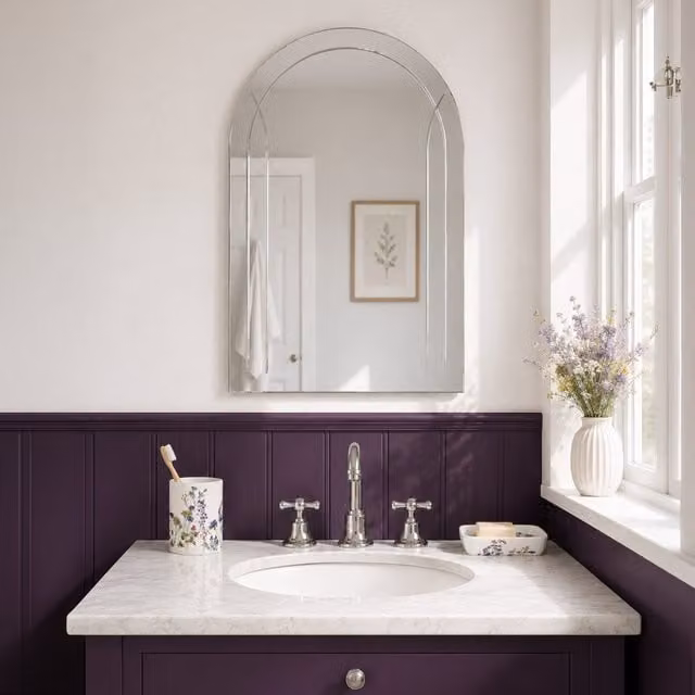 Showerdrape Soho Arched Oval Frameless Diamond Cut Wall Mounted Bathroom Mirror in Silver, W: 60 cm, H: 45 cm