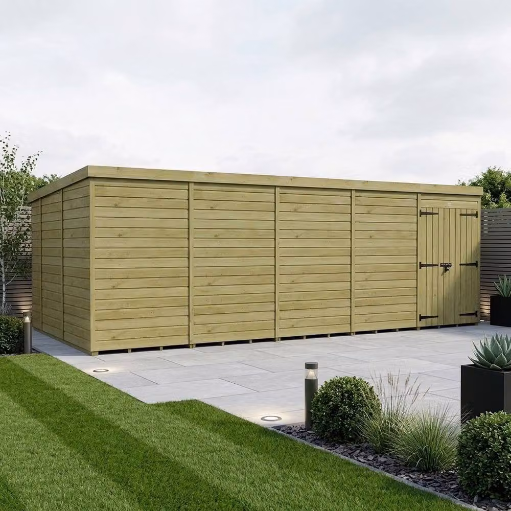 Buttercup Farm Brown Timber Pent Garden Shed with Double Doors and No Windows W/D/H: 622.3 x 304.8 x 210 cm – 2