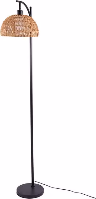 Livingandhome Rattan Dome Floor Lamp in Black and Brown