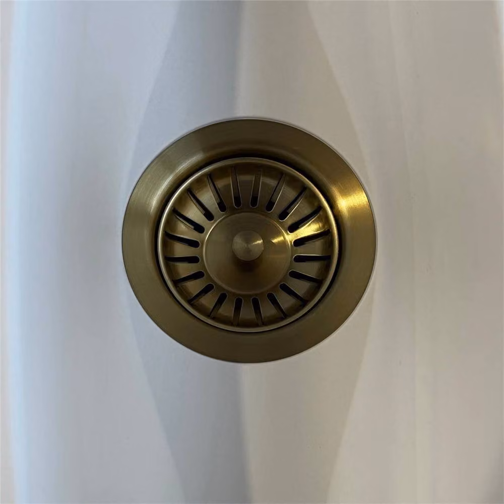 SPETLEK Brushed Brass Kitchen Sink Basket Strainer Waste with Overflow in Gold – 2