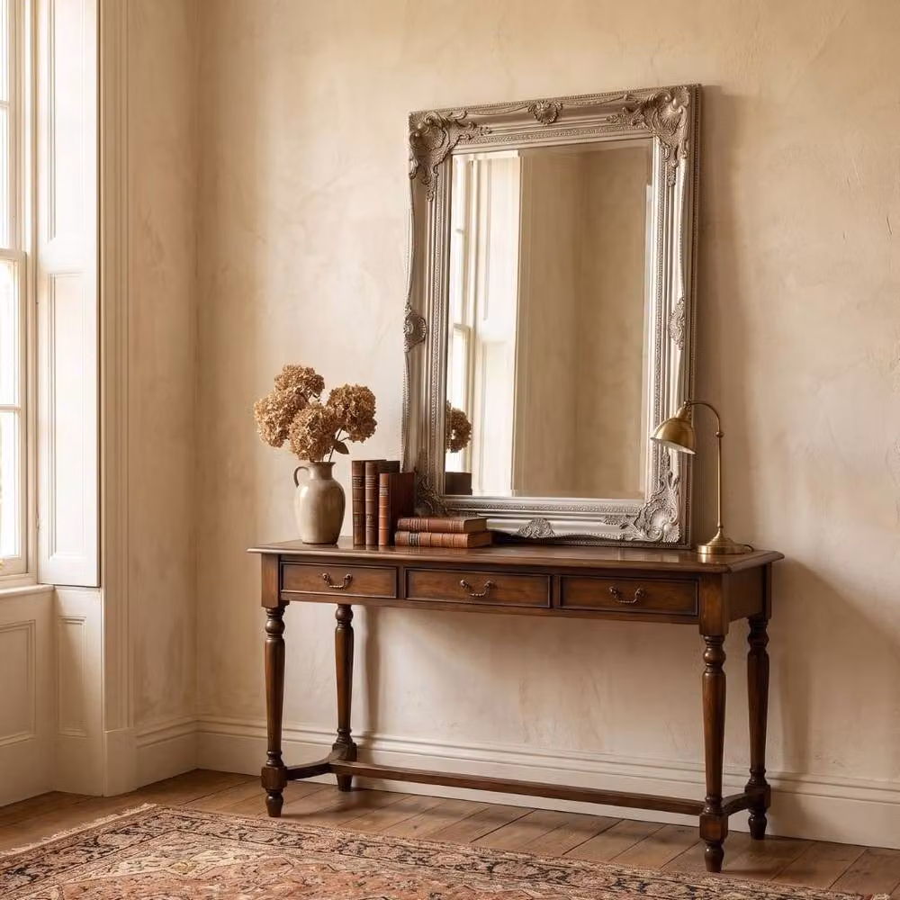 HOME LUXE INTERIOR Vintage Antique Silver Ornate Baroque Wall Mirror, W: 60 cm, H: 90 cm – 4