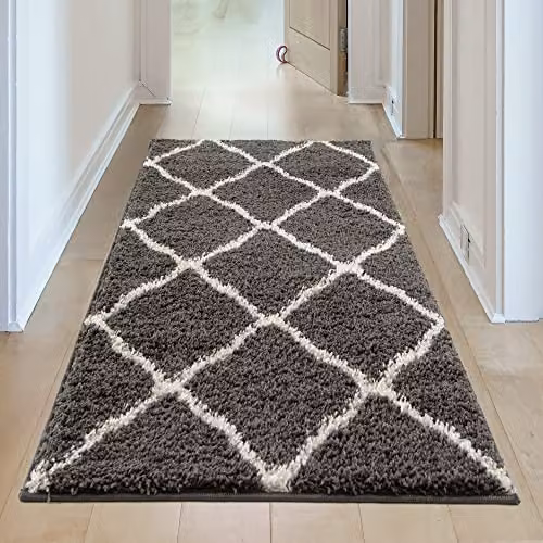 THE RUGS Moroccan Shaggy Area Rug in Grey and White, W/D/H: 110 x 60 x 3 cm – 3