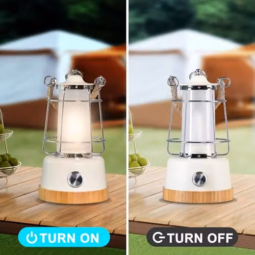 Harper Living Rechargeable Retro LED Camping Lantern in White, Dimmable and RGB Colour Changing, 370 Lumen, Water Resistant – 7