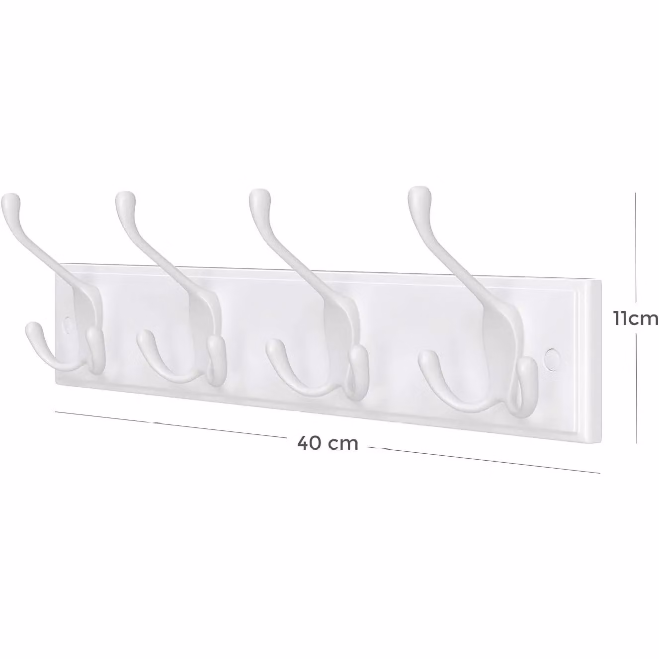 SONGMICS Wall Mounted Coat Hook with 4 Tri-Hooks Bag Rack in White – 3