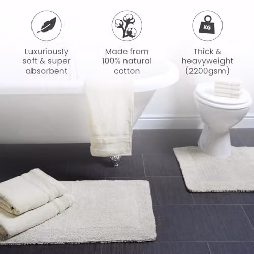 Allure Bath Fashions Elegance Reversible Heavyweight Pedestal Toilet Mat, 100% Cotton, Beige, W/D/H: 55 x 55 x 1 cm – 2