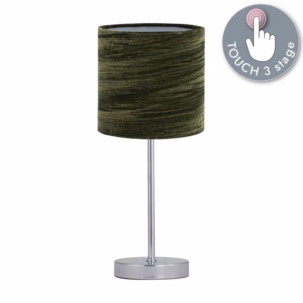First Choice Lighting Chrome Touch Operated Dimmable Table Lamp with Green Fabric Shade – 2