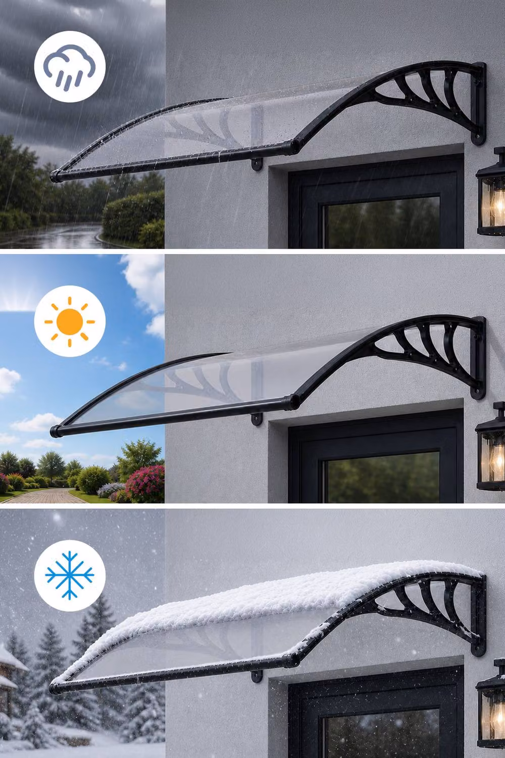 Garden Sanctuary Grey Outdoor Door Canopy and Window Awning with Drainage Channel – 3
