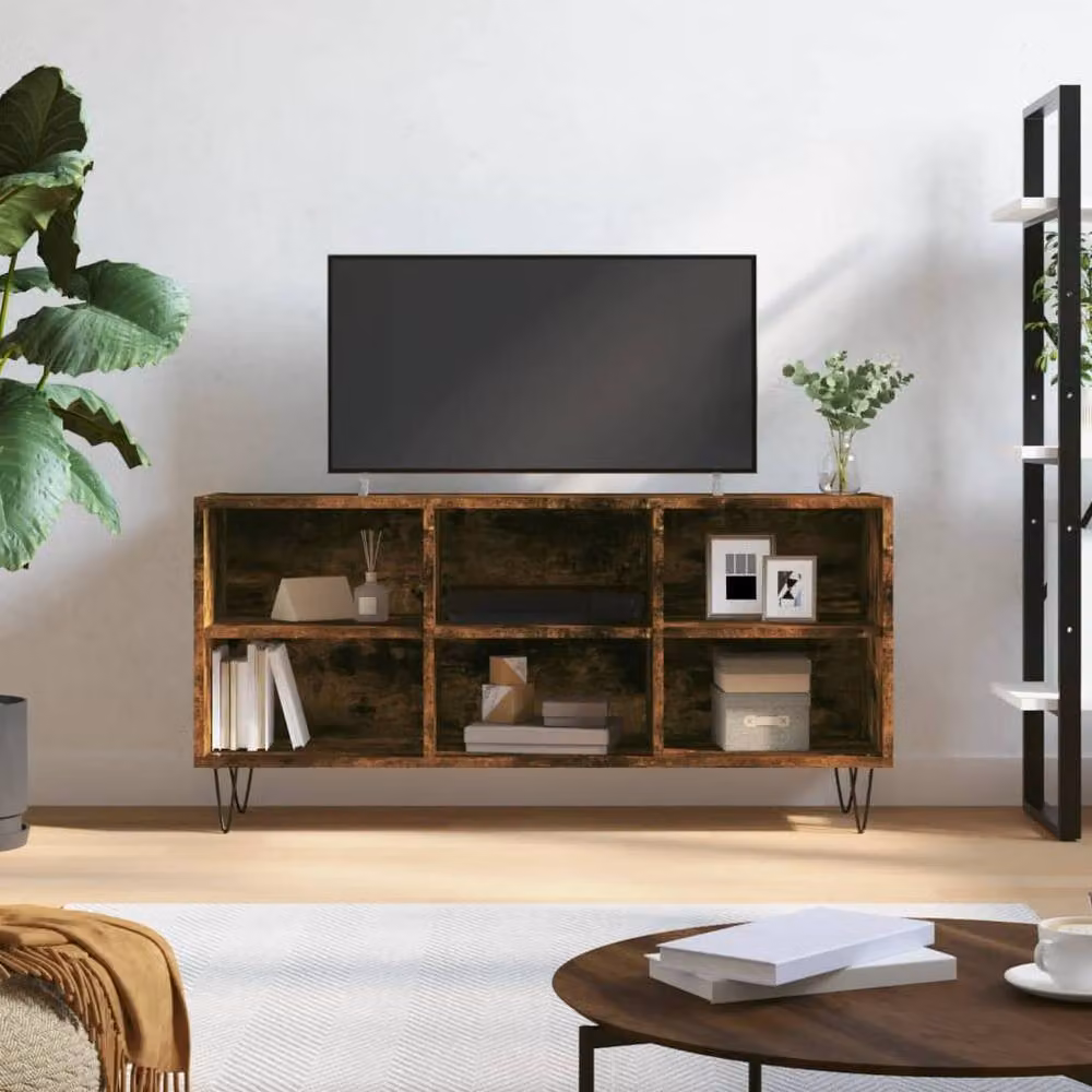 Berkfield Home TV Cabinet in Smoked Oak Brown, W/D/H: 103.5 x 30 x 50 cm – 2