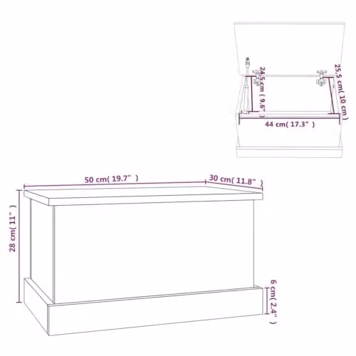 vidaXL Storage Box in Smoked Oak Brown, W/D/H: 50 x 30 x 28 cm – 3