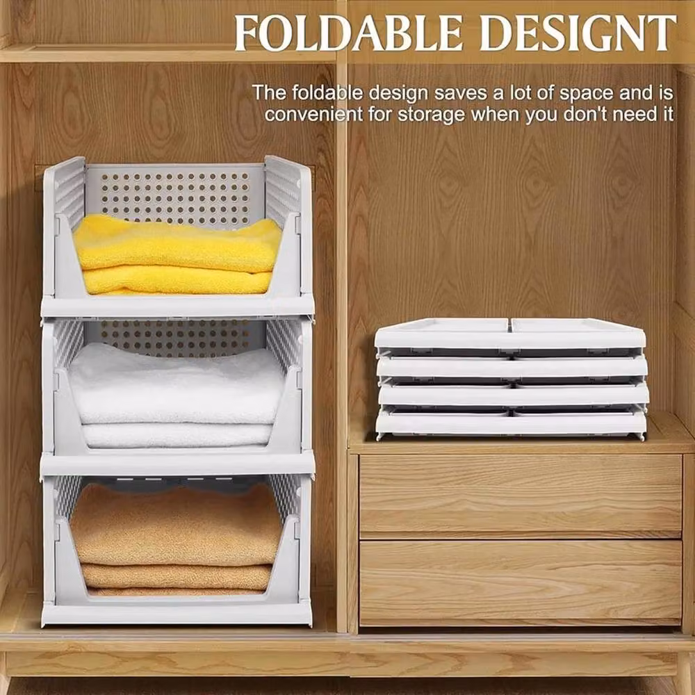 ATEK 4 Pack Foldable and Stackable Multifunctional Storage Organiser Boxes in White – 4