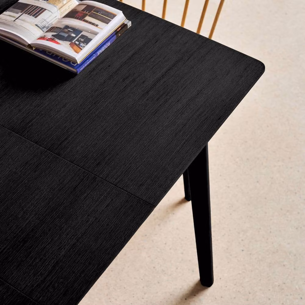 sweeek Rectangular Extendable Dining Table in Black, Oak and Rubberwood Veneer, 4-6 Seats – 3