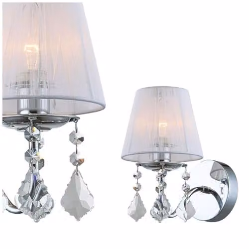 Netlighting Cornelia Wall Lamp in Chrome and White with Fabric Shade, E14