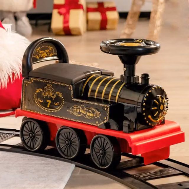 Costway Black Electric Ride On Train with Tracks