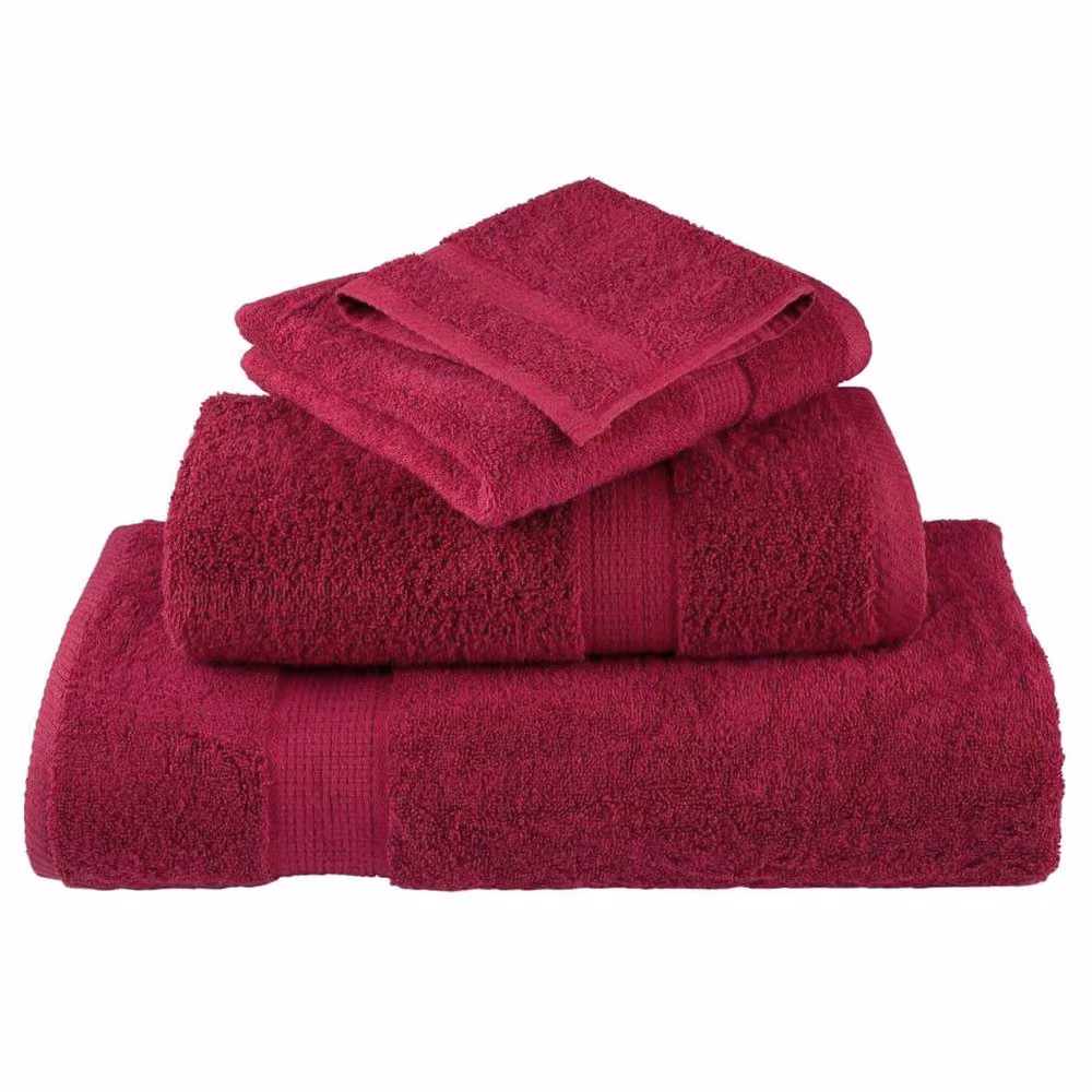 Berkfield Home SOLUND Premium Cotton Terry Towels, 2 Pack, Bordeaux Red, W: 100 cm, L: 200 cm, 600gsm – 3