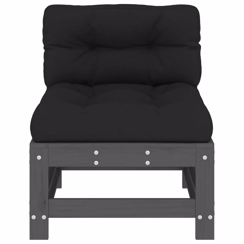 Berkfield Home 2-Seater Outdoor Sofa Set with Cushions in Grey Solid Pine Wood – 5