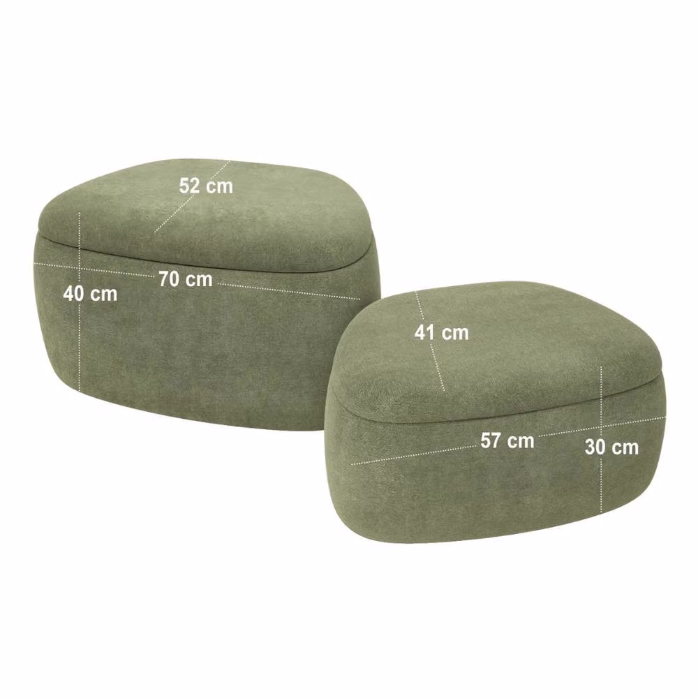 Solace+Co Zuri Green Fabric Storage Pouffe Set – 3